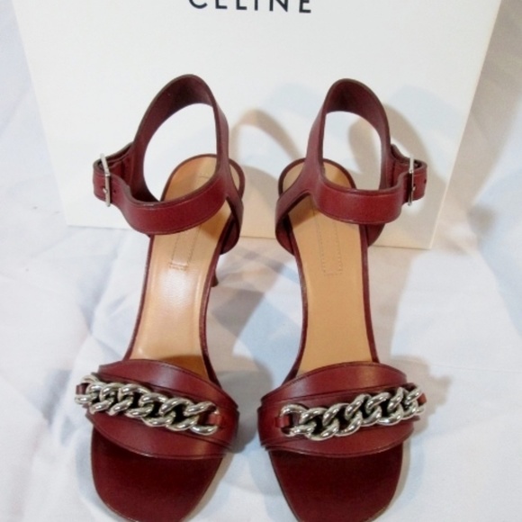 NEW CELINE PARIS ITALY BORDEAUX LEATHER Sandal 90 - Picture 4 of 8